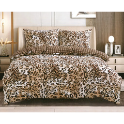 Pościel z satyny bawełnianej dwustronna w panterkę SBA-178