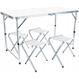 Składany stół turystyczny Gotel 120x60cm z 4 stołkami,