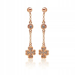 Kolczyki koniczynki Swarovski Elements srebro róż
