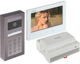 Wideodomofon 2 żyłowy Hikvision Zestaw DS-KIS704EY-ACW2/ALUMINUM Switch Android