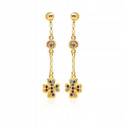 Kolczyki koniczynki Swarovski Elements srebro pozł
