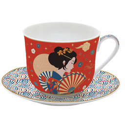 Filiżanka z spodkiem 1+1 komplet porcelana 400 ml