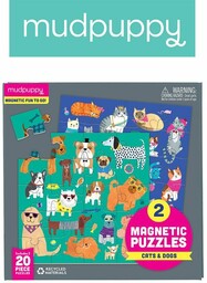 Mudpuppy, puzzle, magnetyczne, Koty i psy, 2x20 el.