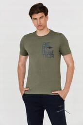 AERONAUTICA MILITARE Zielony bawełniany t-shirt męski