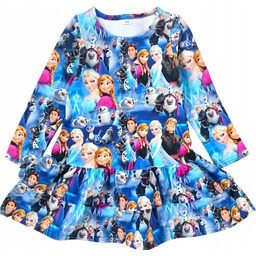 Sukienka 122 Niebieska Z Falbankami Elsa I Anna