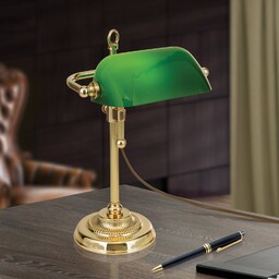 ORION Lampa bankierska Harvard, mosiądz/zielony, 32 cm