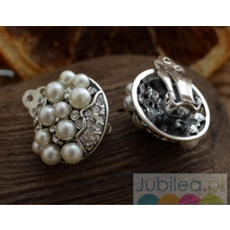 BENELUX - srebrne klipsy perły i kryształki
