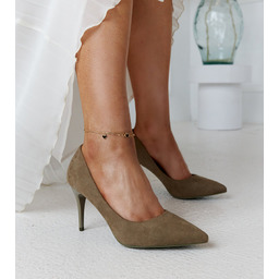 Zielone szpilki ze skórzaną wkładką Paume-38