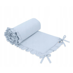 Uniwersalny ochraniacz z falbanką do łóżeczka niemowlęcego niebieski