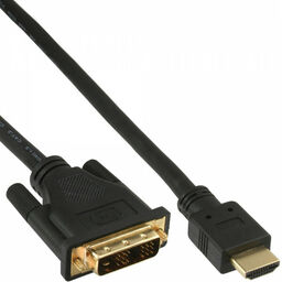 Inline kabel HDMI-DVI, pozłacane styki, wtyczka HDMI