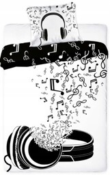 Pościel 140X200 Nuty Music Słuchawki 100% bawełna