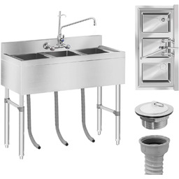 Zlew gastronomiczny ze stali nierdzewnej basen 3 komorowy