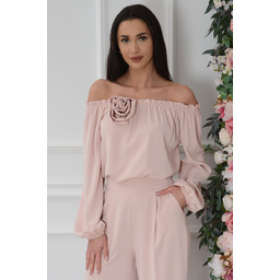 Bluzka hiszpanka z różą brudny róż Tina
