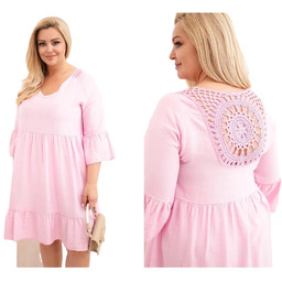 Cukierkowy róż sukienka damska Plus Size wiskozowa