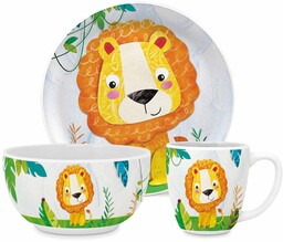 ZESTAW NACZYŃ PORCELANOWYCH DLA DZIECKA: KUBEK, MISKA