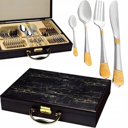 Sztućce Złote W Walizce Styl Grecki 24 El