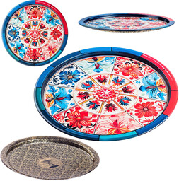 Taca okrągła litografowana Terzone 32.5 cm metalowa "Mozaika"