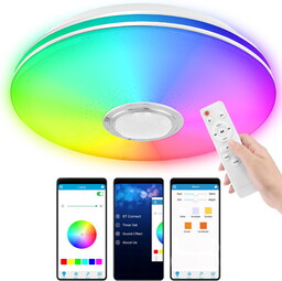 Lampa plafon Led Rgb Kolorowa Głośnik Bluetooth 40w