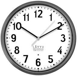 LAVVU Szary zegar Accurate Metallic Silver,sterowany radiowo, śr.
