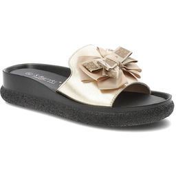 S.Barski Klapki damskie, cholewka ze skóry naturalnej licowej