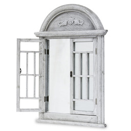 Lustro okiennica w ozdobnej ramie szara 80x55 117268