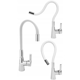 Bateria Kuchenna Elastyczna Wylewka Stojąca Biała