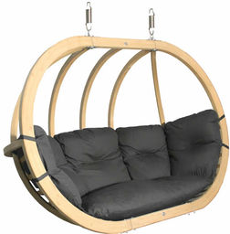 Fotel hamakowy drewniany, grafitowy Swing Chair Double (3)