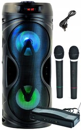 Przenośna Kolumna Estradowa Karaoke Bluetooth Usb 2 Mikrofony