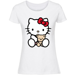 Damska koszulka z nadrukiem - Hello kitty biały