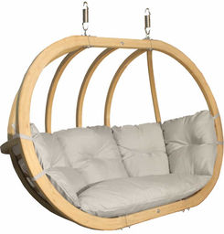 Fotel hamakowy drewniany, kremowy Swing Chair Double (3)