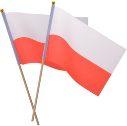 Polska flaga narodowa na patyku - 14 x