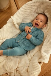 Niebieskie legginsy niemowlęce z falbankami na nogawkach