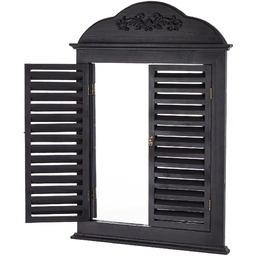 Lustro okiennica w ozdobnej ramie czarne 80x55x3,5 183599