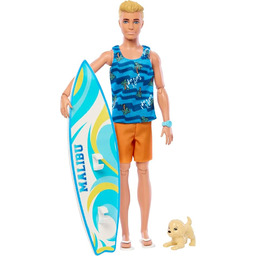 Barbie Ken Surfer Lalka plażowa (blondyn) z deską