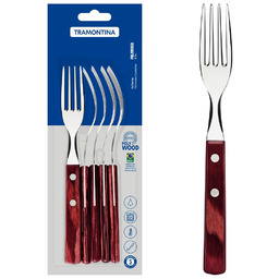 TRAMONTINA Widelec do steków POLYWOOD, czerwony, 6 sztuk