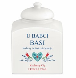 Słoik ceramiczny na ciastka z nadrukiem dla babci