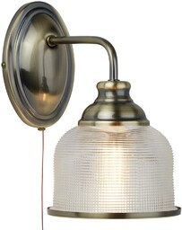 Searchlight Szklany kinkiet Bistro II, antyczny mosiądz