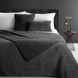 Narzuta futrzana stalowa z ozdobnym obszyciem NOX-08