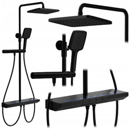 Zestaw Prysznicowy Z Termostatem Czarny Natryskowy Z Bidettą