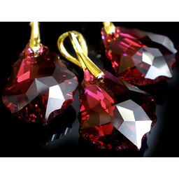 Kryształy Komplet Złote Srebro Ruby 22mm
