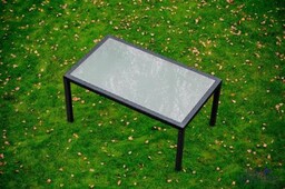 Stół obiadowy czarny technorattan 150 x 90 cm