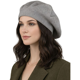 Stylowy beret damski wykonany z akrylu w szarym