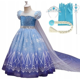 Zestaw Elsa Kraina Lodu Frozen sukienka strój 130