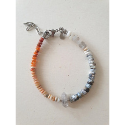 Pakamera Bransoletka RAW opal dendrytowy, opal ognisty, kryształ