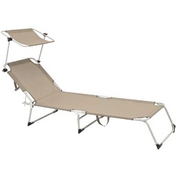 Edinos Beżowy nowoczesny regulowany leżak z daszkiem A3-R89