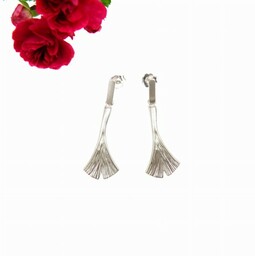 Kolczyki srebrne - Ginko II mini białe