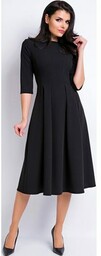 Klasyczna rozkloszowana sukienka czarna A159, Kolor czarny, Rozmiar