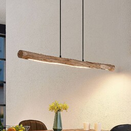 Lampa wisząca LED Lindby Nekala, czarna, drewno, długość