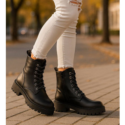 Czarne botki trapery glany