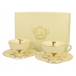 Zestaw 2 filiżanek porcelanowych beżowych 260 ml ze